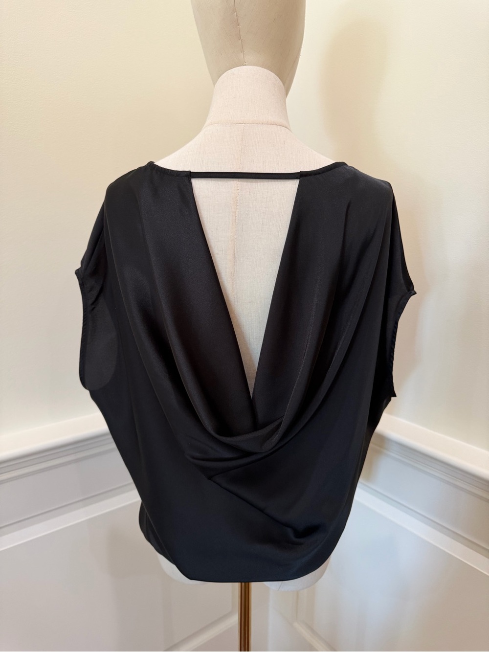 SEN Black Silk Open Back Top